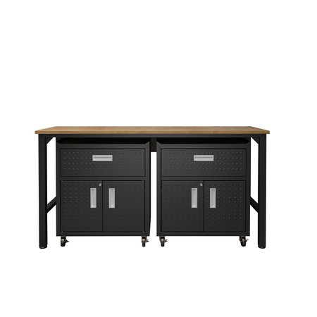 MANHATTAN COMFORT 3-Piece Fortress Mobile Space-Saving Garage Cabinet and Worktable 4.0 17GMC-CH